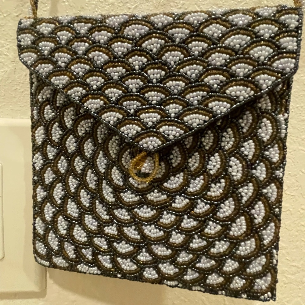 Used beaded handmade shoulder bag
